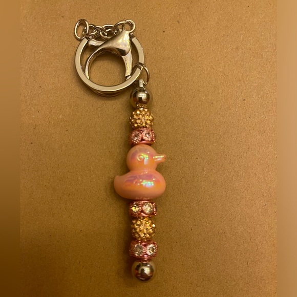 Handmade‎ keychain. Pink duck charms beads beaded - Picture 2 of 2